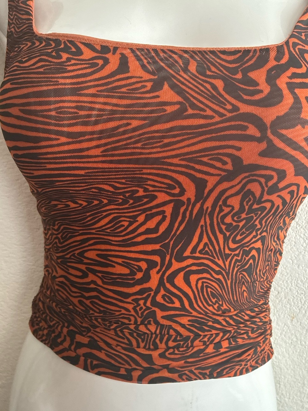 Free People Rust Zebra-Print Ruffle Strap Square Neck Crop Top S - Picture 6 of 13